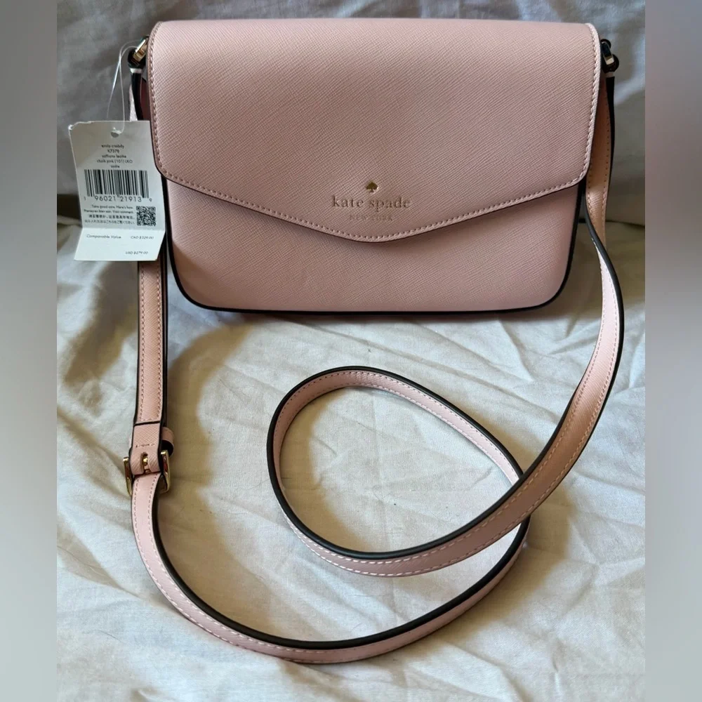 NEW Kate Spade New York Sadie Leather Crossbody Purse in Light Pink, NWT